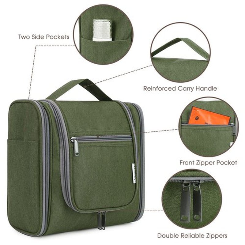 Hanging Toiletry Bag for Women Travel Makeup Bag Organizer Toiletries Bag Men for Cosmetics Essentials Accessories (Large, Army Green)