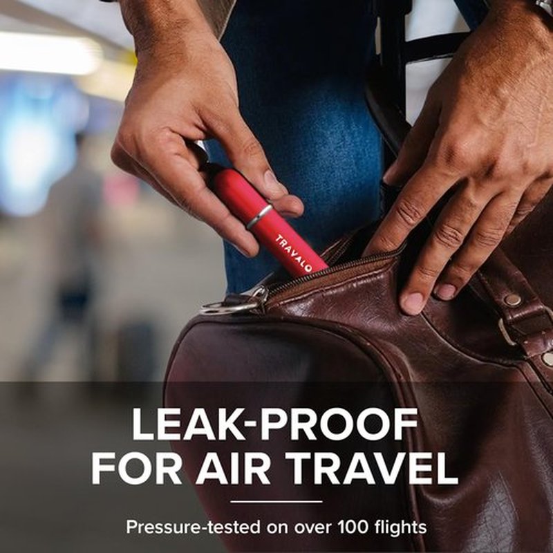 Travalo Classic HD Perfume Atomizer | Genie-S TSA Approved Travel Perfume Bottle Refillable | Reusable Airtight Easy-Fill Mini Pump Sprayer | Lightweight Elegant Design w/Volume Window | Red 0.17oz