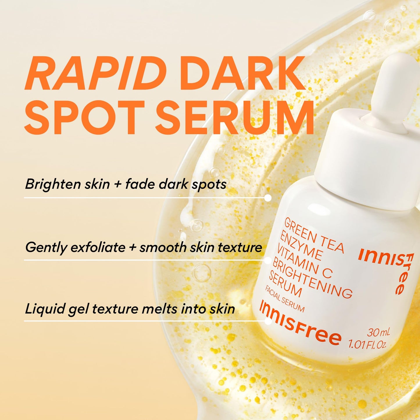 Innisfree Green Tea Enzyme Vitamin C Serum for Brightening 2 Pack | Sunspots, Post-Breakout Marks and Dark Spot Correction | Hydrating Korean Face Serum for Radiant Glow