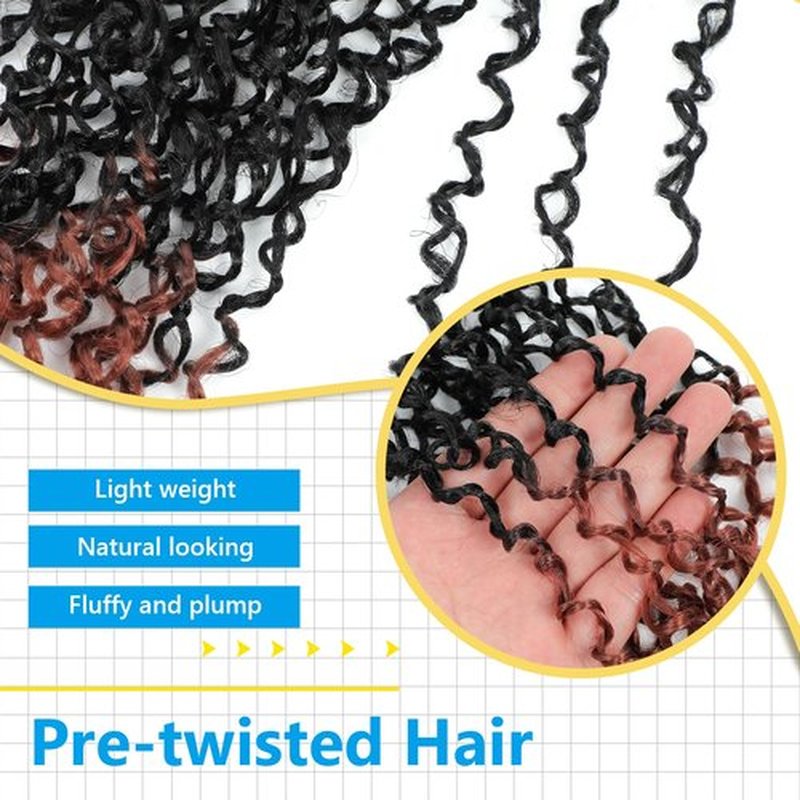 Passion Twsit Hair 12 Inch - 1B/350 Yankee Twist Crochet Hair 10Packs Passion Twist Braiding Hair Prelooped Mini Spring Twist Crochet Hair for Black Women(12 Inch,1B/350)