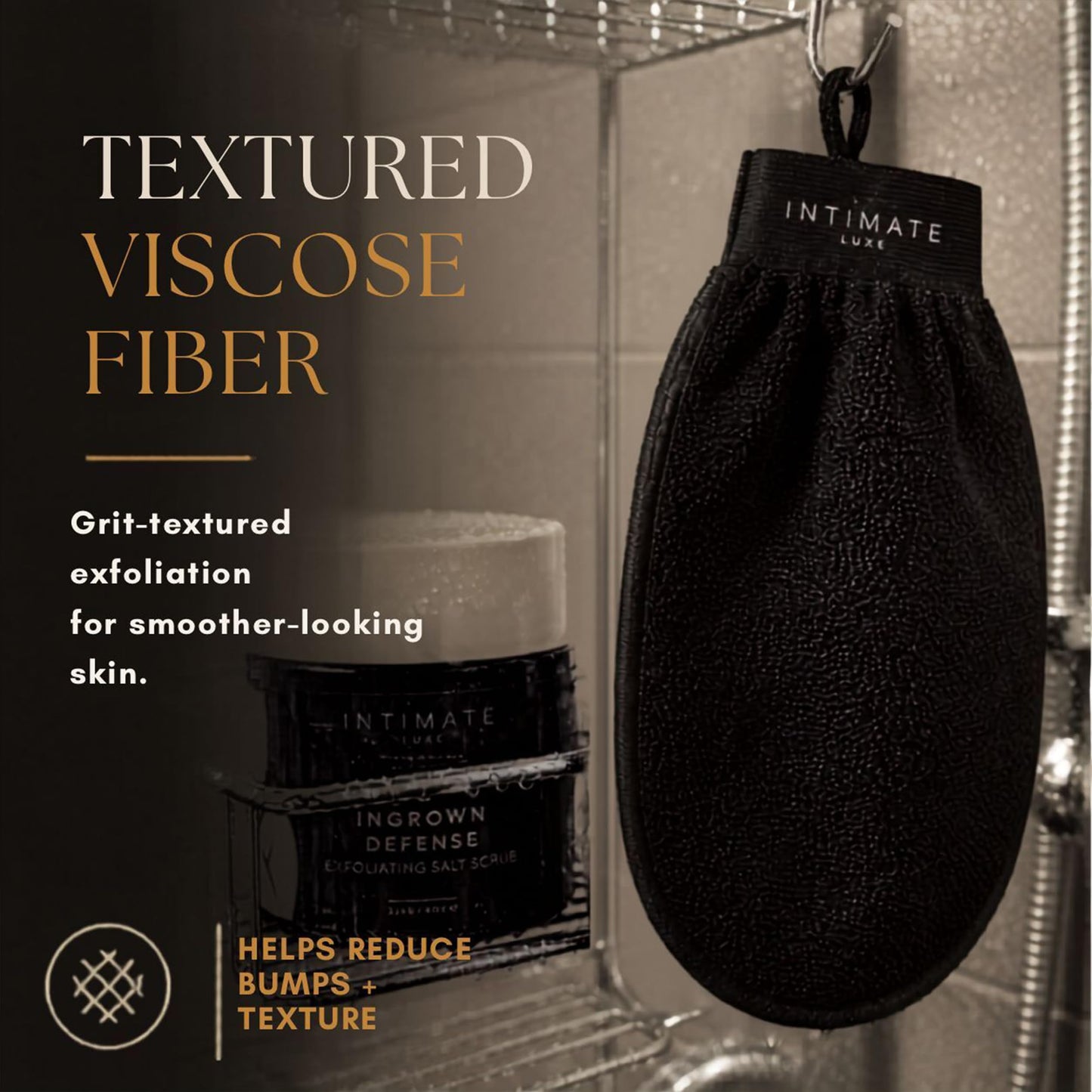 Intimate Luxe Exfoliating Mitt – Reusable Physical Exfoliating Glove for Smooth-Looking Skin – Helps Lift Dead Skin & Surface Buildup – Shower & Bath Use – Single Mitt