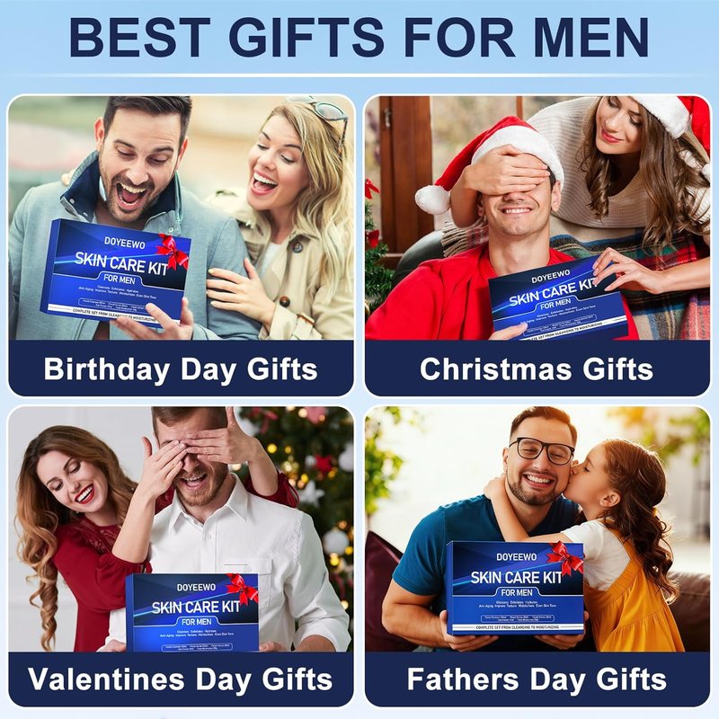Men's Skincare Routine Kit - Hydrating Anti-Aging Facial Care for Dad, Husband | Perfect Birthday & Valentine's Gift