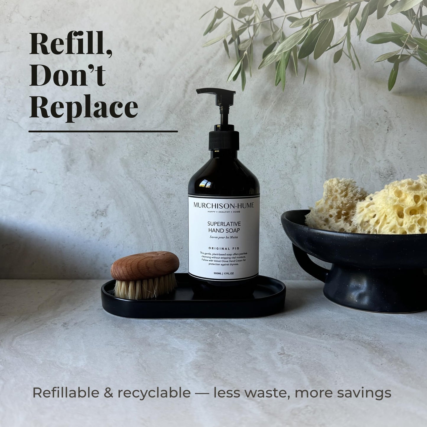 Murchison-Hume Original Fig Hand Soap Refill | Superlative Plant-Based Formula | Eco-Friendly 32 fl oz Refill for Pump Dispenser | SLS-Free, Paraben-Free & Cruelty-Free