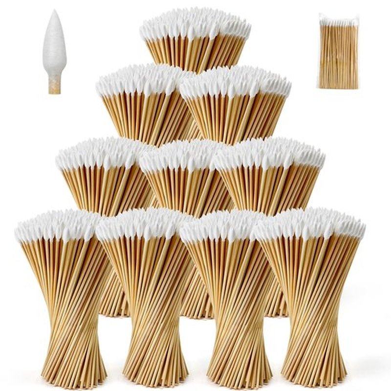 1000PCS Precision Gun Cleaning Swabs, 6 Inch Pointed Cotton Swabs - Lint Free Sturdy Cotton Swabs with Bamboo Handle - Long Cotton Swab for Gun Cleaning, Makeup, Electronic