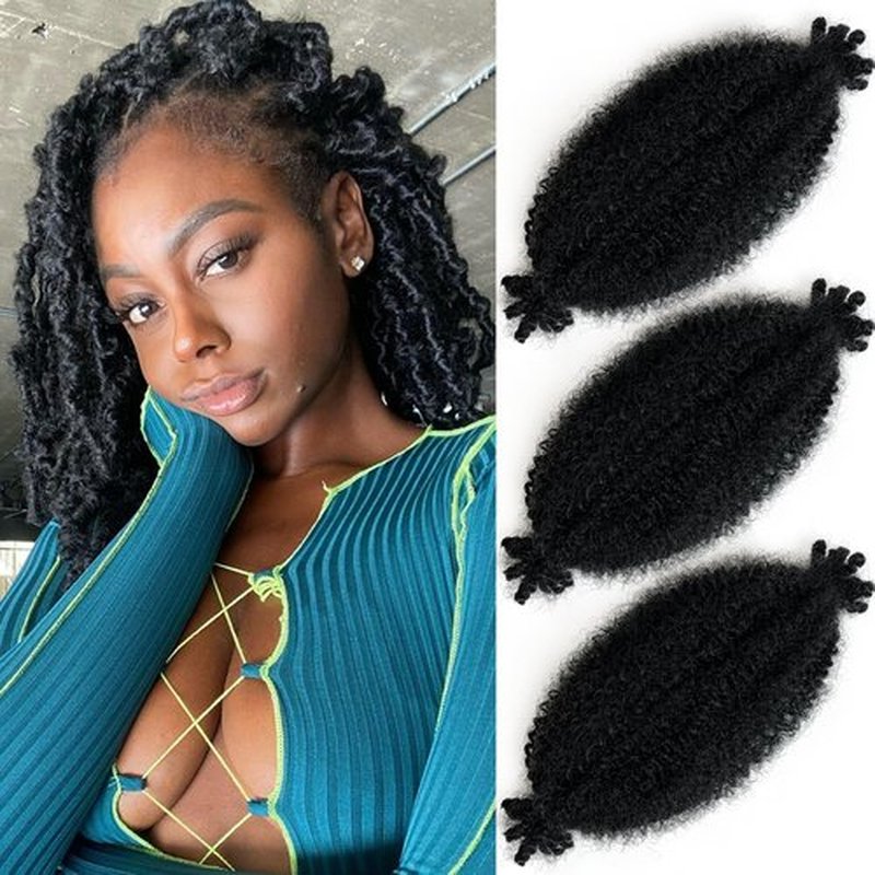 Marley Twist Braiding Hair 10 Inch Afro Twist Hair 3 Packs Kinky Twist Hair Black Springy Afro Twist Hair Pre fluffed Marley Twist Braiding Hair for Black Women (1B#, 10 Inch(Pack of 3))