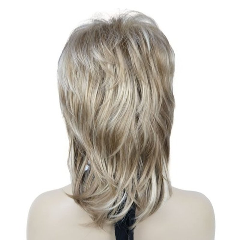 Lydell 16" Long Straight Wigs Soft Shaggy Layered Wigs Classic Cap Full Synthetic Hairpieces (H16D613 Blonde Highlights)