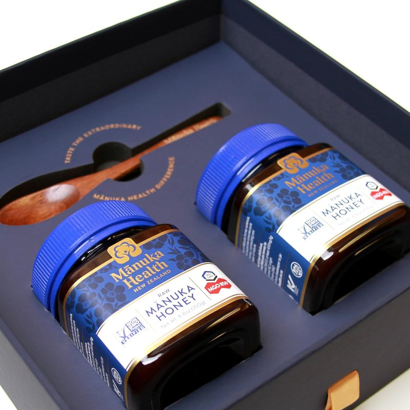 Manuka Honey Gift Set - Certified Raw UMF 20+/MGO 850+ & UMF 13+/MGO 400+ | 8.8oz Jars with Wooden Spoon