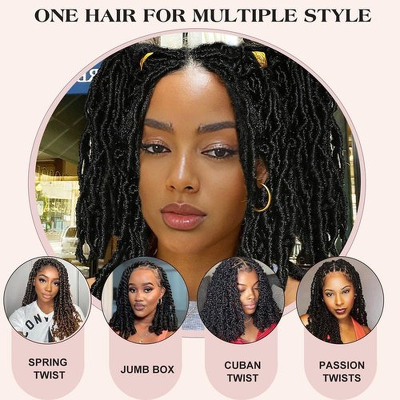 Spring Afro Twist Hair 8 Packs Cuban Twist Hair 12 Inch Kinky Twist Hair Marley Twist Hair Wrapping Hair for Soft Locs (T350#, 12 Inch(Pack of 8))