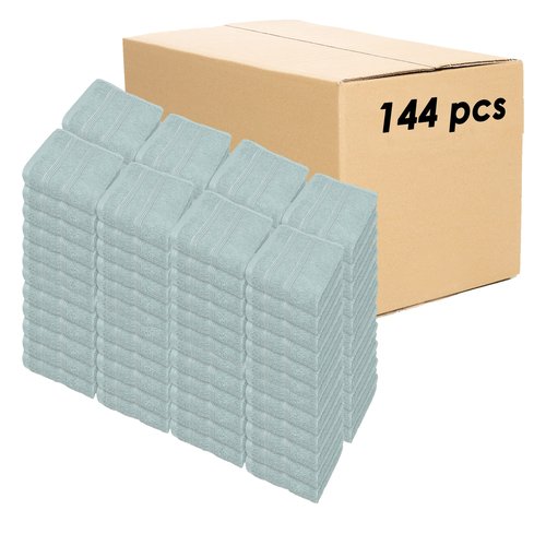 Kaufman - Premium Washcloth Set of 144 (13x13 Inches) 100% Cotton Ring Spun, Highly Absorbent, Durable and Ultra Soft Feel Wash Cloths Essential for Bathroom, Spa, Gym, and Face Towel (144PK)