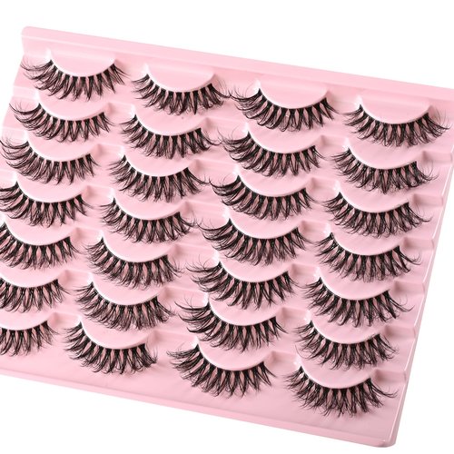 FARRED Clear Band Lashes 14 Pairs Natural Eyelashes Short Cat Eye Lashes Wispy Lashes Natural Look Fluffy False Eyelash Faux Mink Eye Lash Small Strip Pestañas Pack for Daily Makeup (F16 | 8-15 mm)