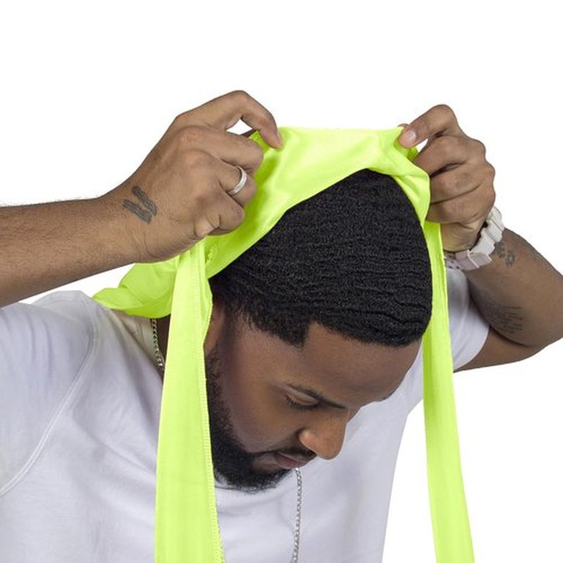 ForceWave Silky Durag for Men Wave Cap Satin Dorag for Men Women 360 Wave (Neon Green)