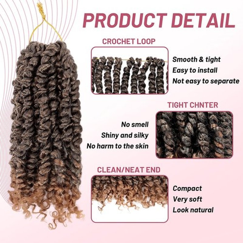 Pre Passion Twist Crochet Hair: Water Wave Pre Looped Crochet Twist Hair 12 Inch Pre Twist Passion Twist Hair 1B/30