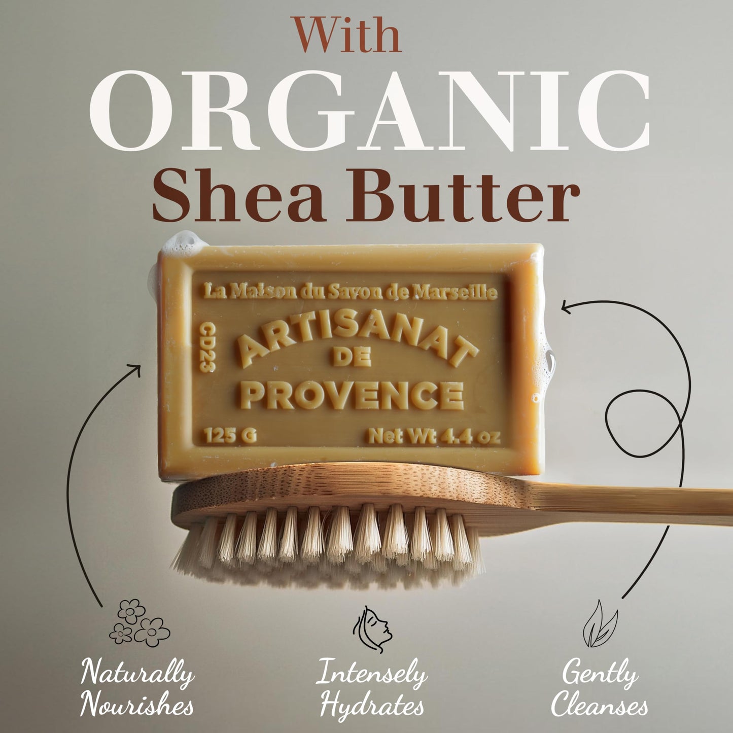 La Maison du Savon - Honey Soap Bar Trio - Moisturizing Hand & Body Soap Bars with Organic Shea Butter - Rich Creamy Lather - French Soap Made in Provence - 97% Natural Ingredients - 3x4.4 oz