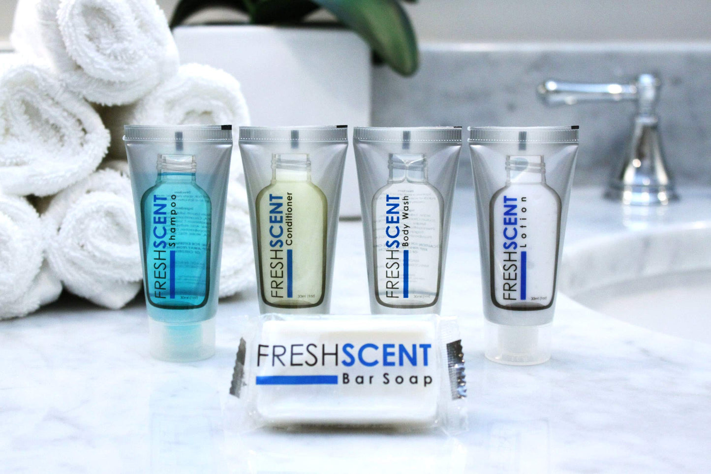 Freshscent Conditioner 1oz (200 Pack) Hotel Travel Size, Bulk Amenities and Toiletries for Hospitality