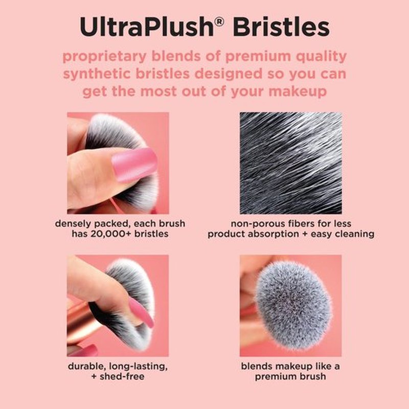 Real Techniques Au Naturale Makeup Brush 9 Piece Set, For Liquid, Cream, & Powder Eyeshadow, Foundation, Blush, Bronzer & Contour, Travel Friendly, Stocking Stuffer, Gift Set, Cruelty-Free