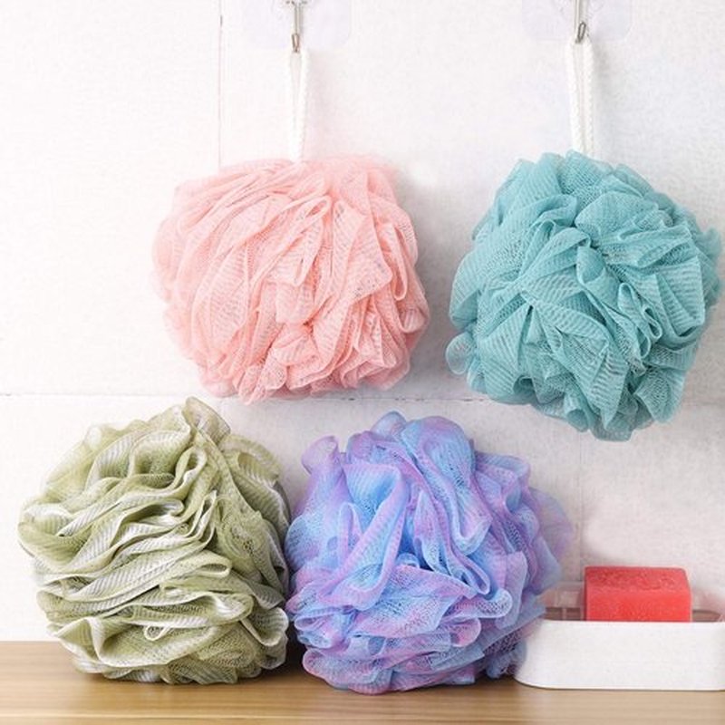 BTYMS Large Loofah Sponge Shower Scrunchies Puff 75g/pc Mesh Pouf Bath Loofa Body Sponges Scrubber for Bathing - Pack of 4
