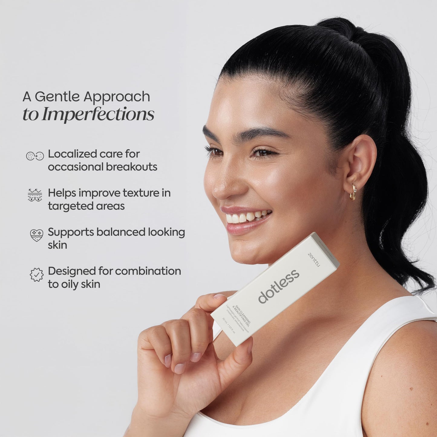 Zenttu Dotless Acne Treatment for Face, Calms Visible Redness, Whiteheads, & Pores, Spot Gel for Oily & Acne-Prone Skin, korean acne treatment, Prevents New Pimples | 1.01 fl oz