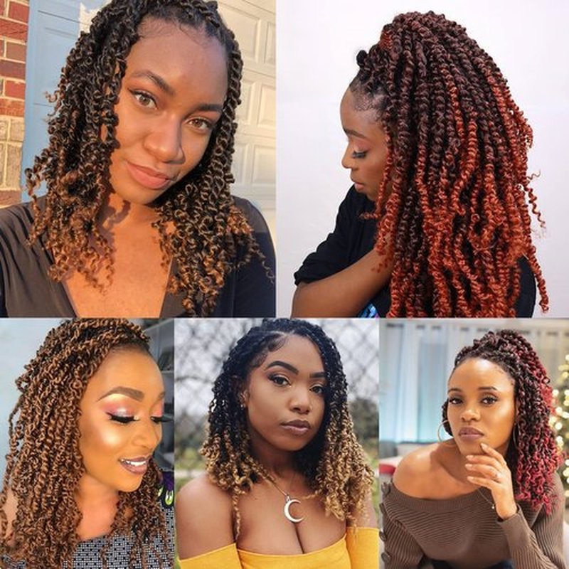 Leeven Ombre Blonde 14 Inch Pretwisted Passion Twist Hair 8 Packs Pre Looped Short Passion Twist Curly Ends Synthetic Bohemian Braids Crochet Hair Extensions for Black Women #T27/613