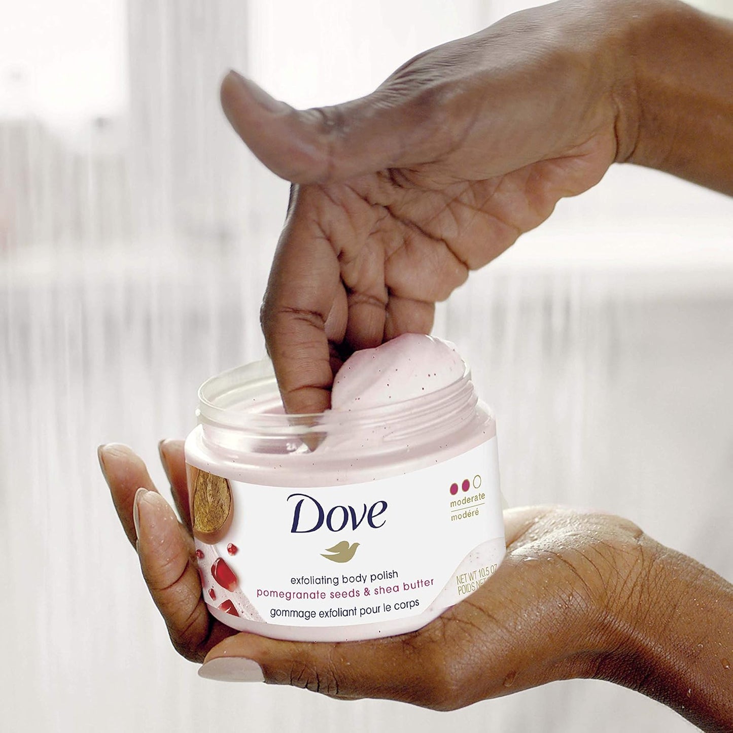Dove Exfoliating Body Polish Scrub with Almond & Mango Butter - 10.5 oz (4 Count) for Dry Skin