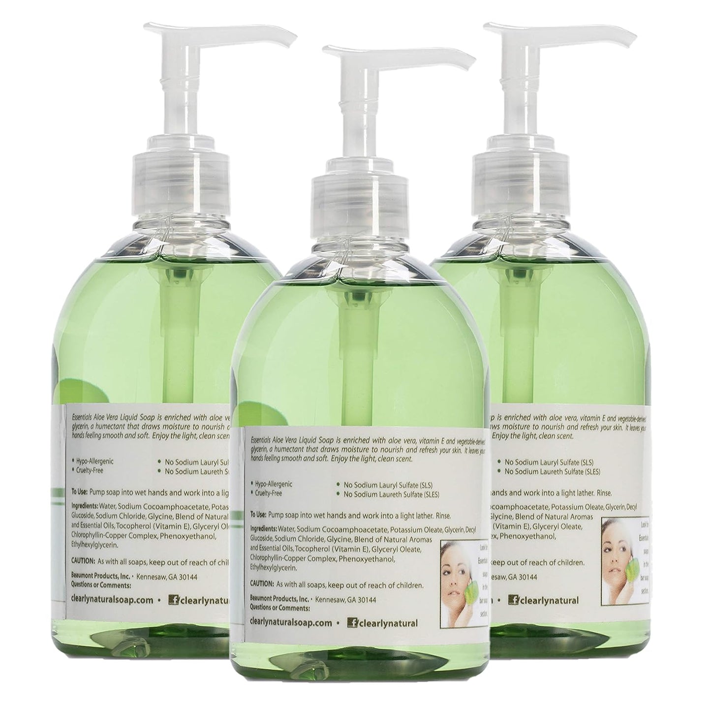 Glycerin Liquid Hand Soap with Aloe Vera - 12 oz, Pack of 3 | Moisturizing & Gentle