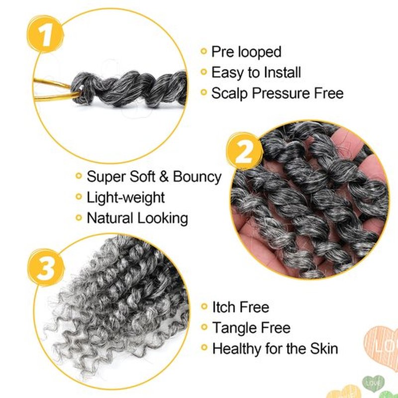 Passion Twist Hair 10 Inch 8 Packs, Pre Twisted Passion Twist Crochet Hair For Black Women, Pre Looped Passion Twist Curly Crochet Hair, Short Crochet Passion Twist Hair (10 Inch (Pack of 8), Gray#)