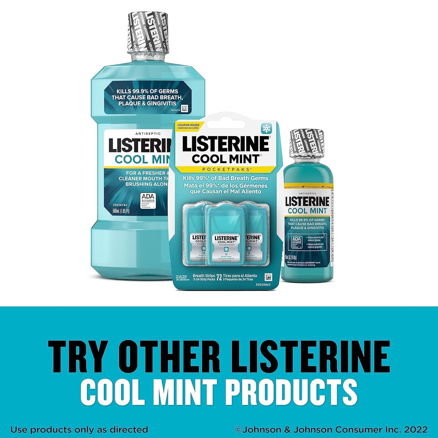 Listerine Cool Mint PocketPaks Portable Breath Strips for Bad Breath, Fresh Breath Strips Dissolve Instantly to Kill 99% of Bad Breath Germs* On-The-Go, Cool Mint, 24-Strip Pack, 12 Pack