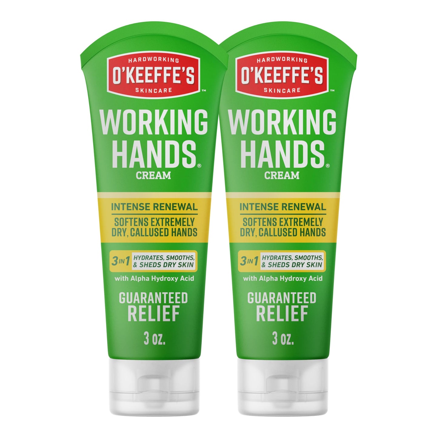 O'Keeffe's Working Hands Intense Renewal Hand Cream with Urea, 3 oz Tube (Pack of 2) – Softens & Smooths Extremely Dry, Callused Hands