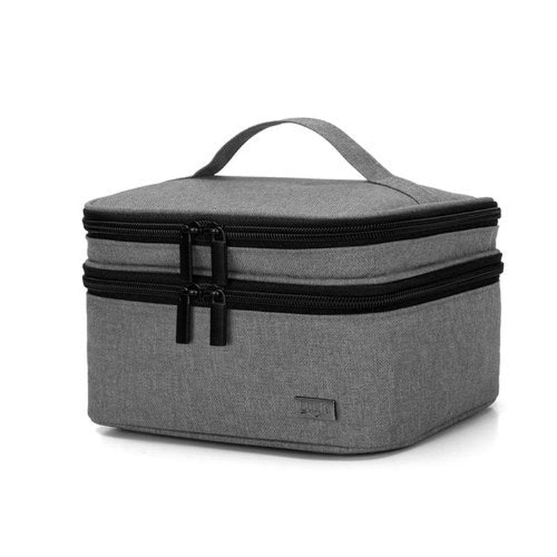 LUXJA Essential Oil Carrying Case - Holds 30 Bottles (5ml-30ml, Also Fits for Roller Bottles), Double-Layer Organizer for Essential Oil and Accessories, Gray (Bag Only)