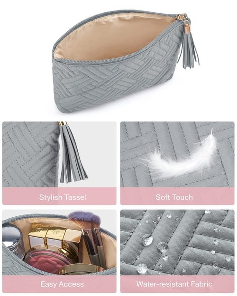 BAGSMART Cosmetic Bag for Women, Small Makeup Bag for Purse Travel Cosmetic Pouch for Makeup Brushes Lipsticks Electonic Accessories, Grey