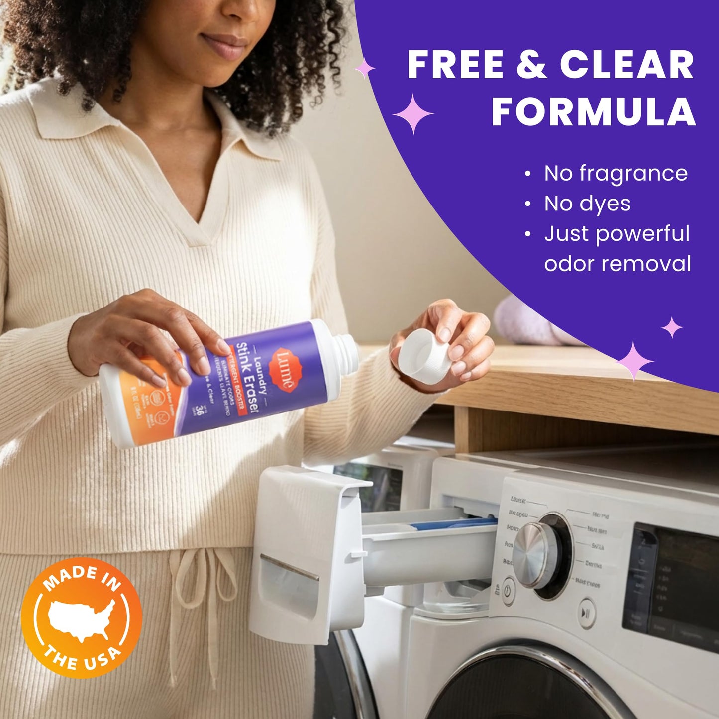 Lume Laundry Stink & Stain Eraser - Detergent Booster & Sink Soak - Eliminates Body Odor In Clothes - Odor Blasting Enzyme Blend - Make Your Detergent Work Better - Free & Clear - 8 fl oz (2 Pack)