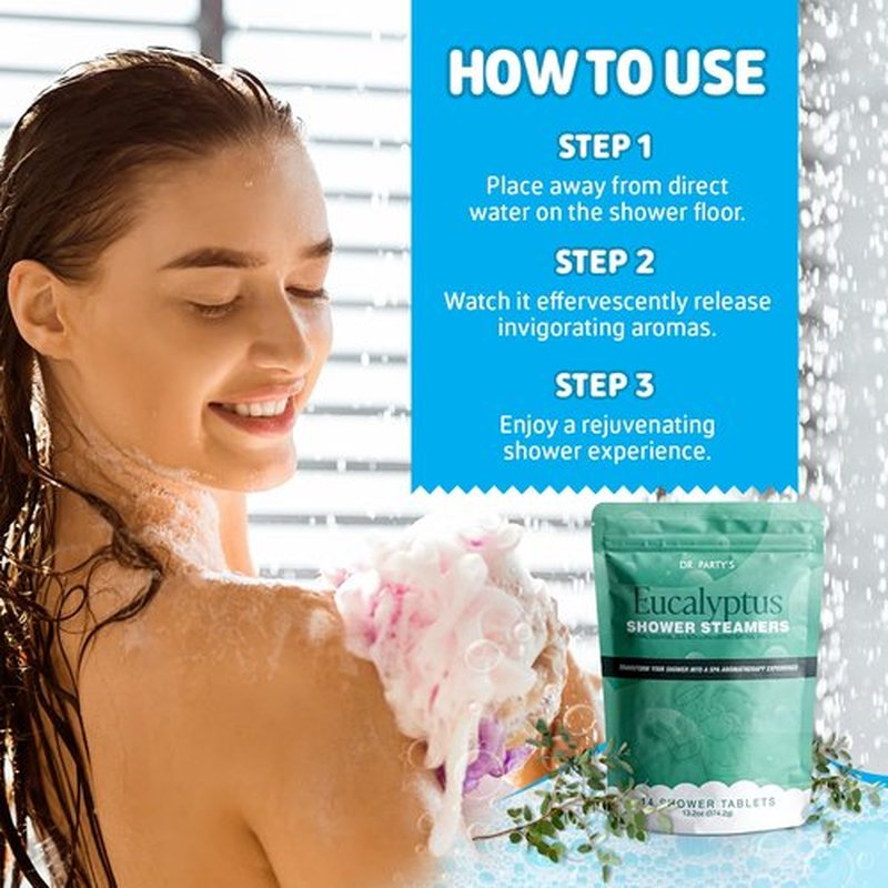 Shower Steamer - 5 Different scents - 14 Tablets per Package (Eucalyptus)