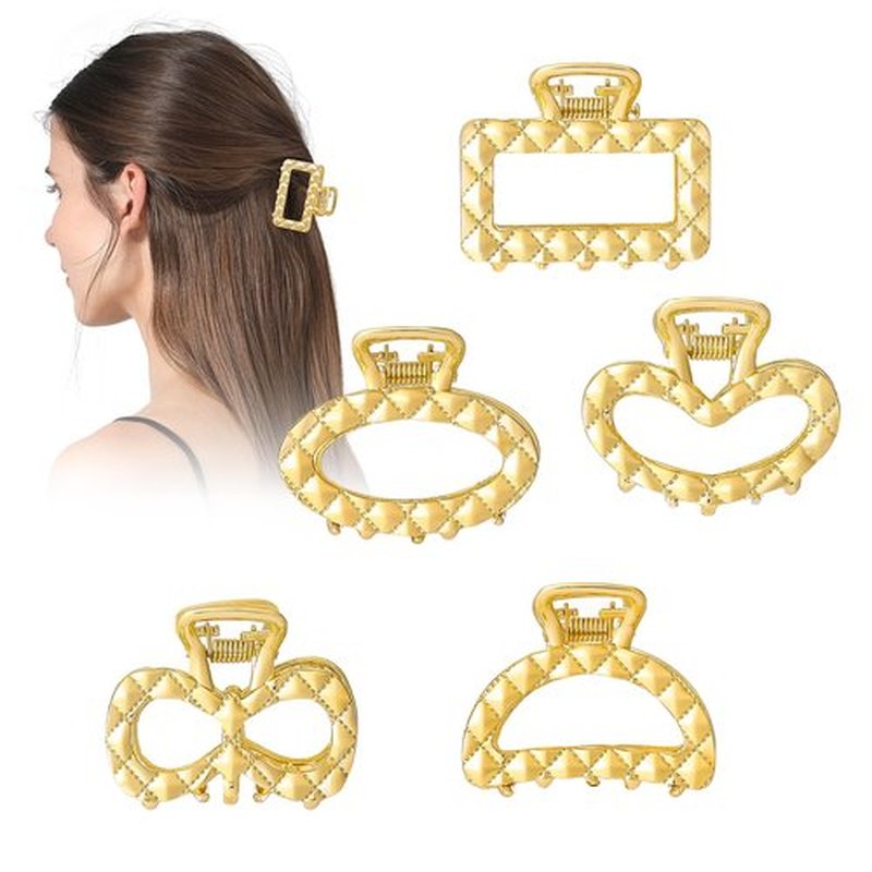 CWJCYTNSN Small Gold Hair Clips, 5PCS Metal Hair Claw Clips for Women Thick Thin Hair, Cute Nonslip Hair Clips Strong Hold Hair Accessories Fashion Gold Jaw Clamps