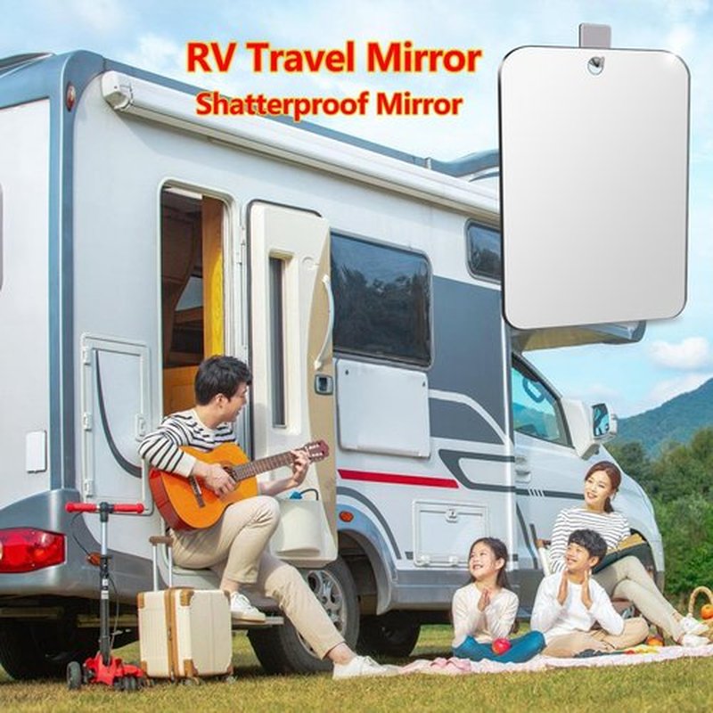 canhard Unbreakable Shower Mirror for Shaving, 8 x 6 Inch Medium and Portable Shower Mirror for Men with Adhesive Locker Mount, Ideal for Camping and Traveling, Anti Fog Free Suction