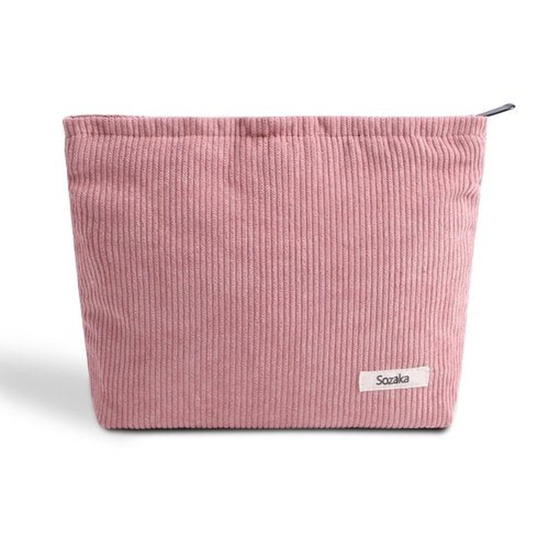 Cosmetic Bags for Women - Corduroy Cosmetic Bag Aesthetic Women Handbags Purses Smile Dots Makeup Organizer Storage Makeup Bag Girls Case Bags (Pure Pink)