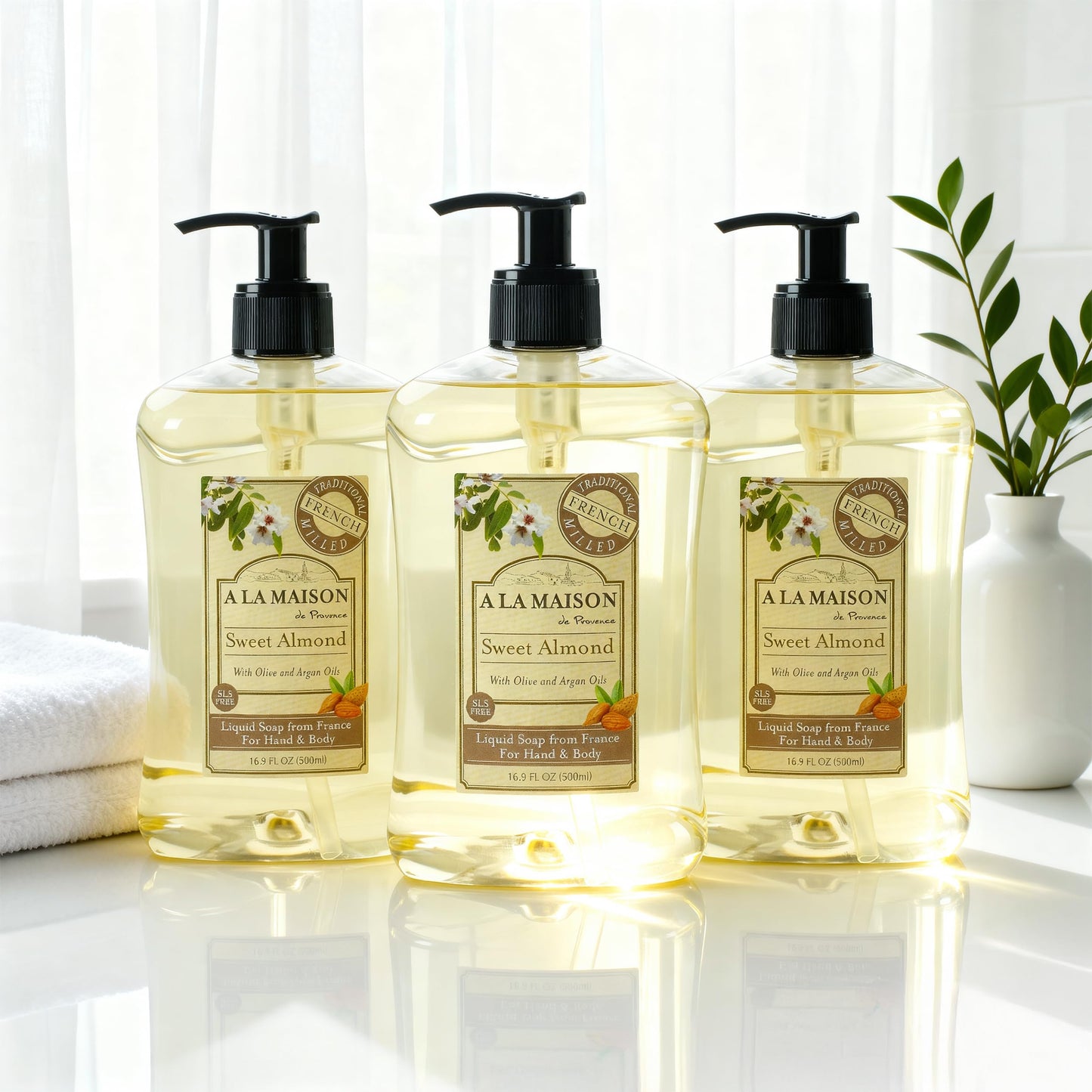 A LA MAISON French Liquid Hand Soap, Pure Coconut - Natural Hand Wash Made with Essential Oils - Biodegradable, Plant-Based, Vegan, Cruelty-Free, Alcohol & Paraben Free (16.9 oz, 2 Pack)