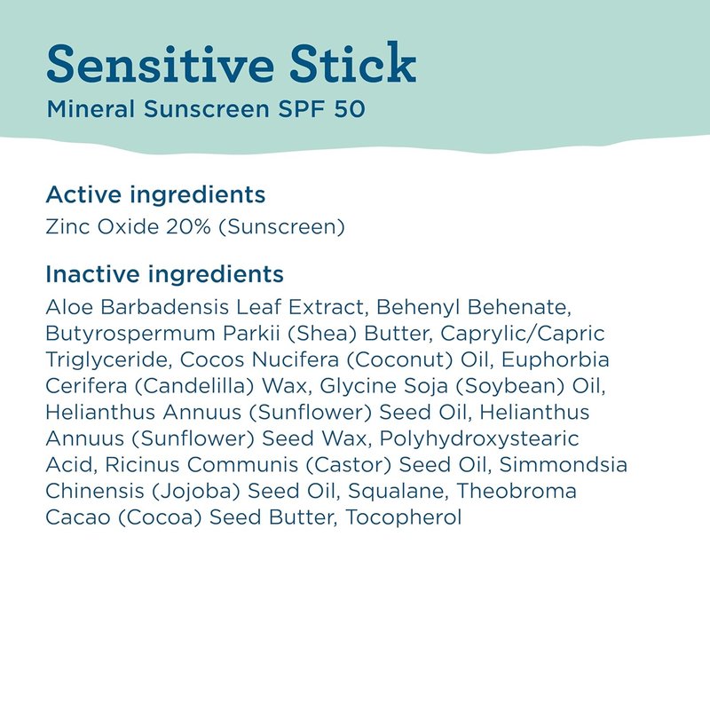 Blue Lizard Sensitive Mineral Sunscreen Stick - SPF 50+ Zinc Oxide, Water Resistant, Fragrance Free | 0.5 Oz