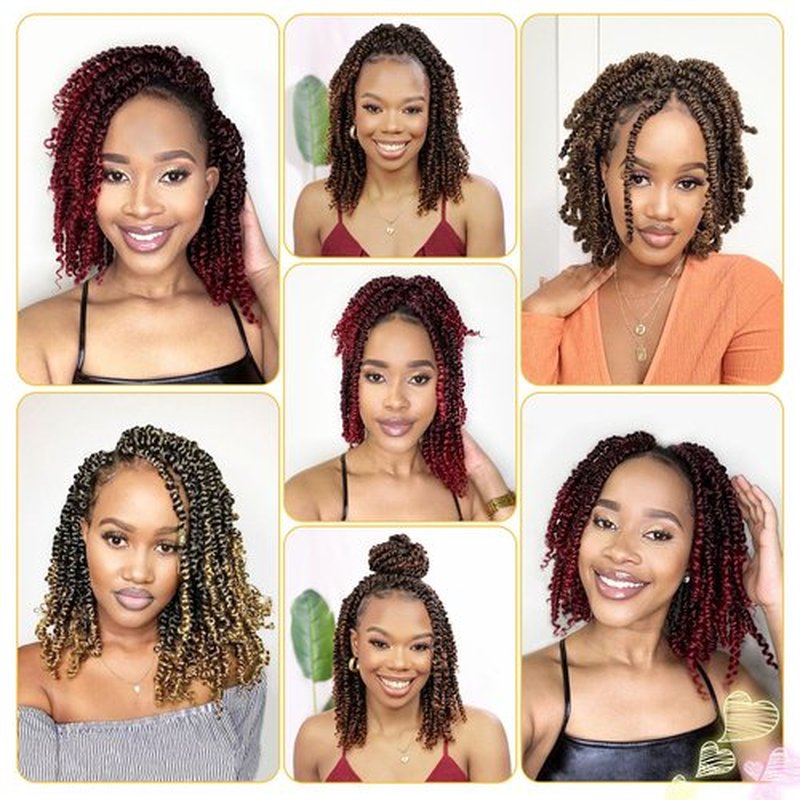Passion Twist Hair 10 Inch 8 Packs, Pre Twisted Passion Twist Crochet Hair For Black Women, Pre Looped Passion Twist Curly Crochet Hair, Short Crochet Passion Twist Hair (10 Inch (Pack of 8), TBug#)