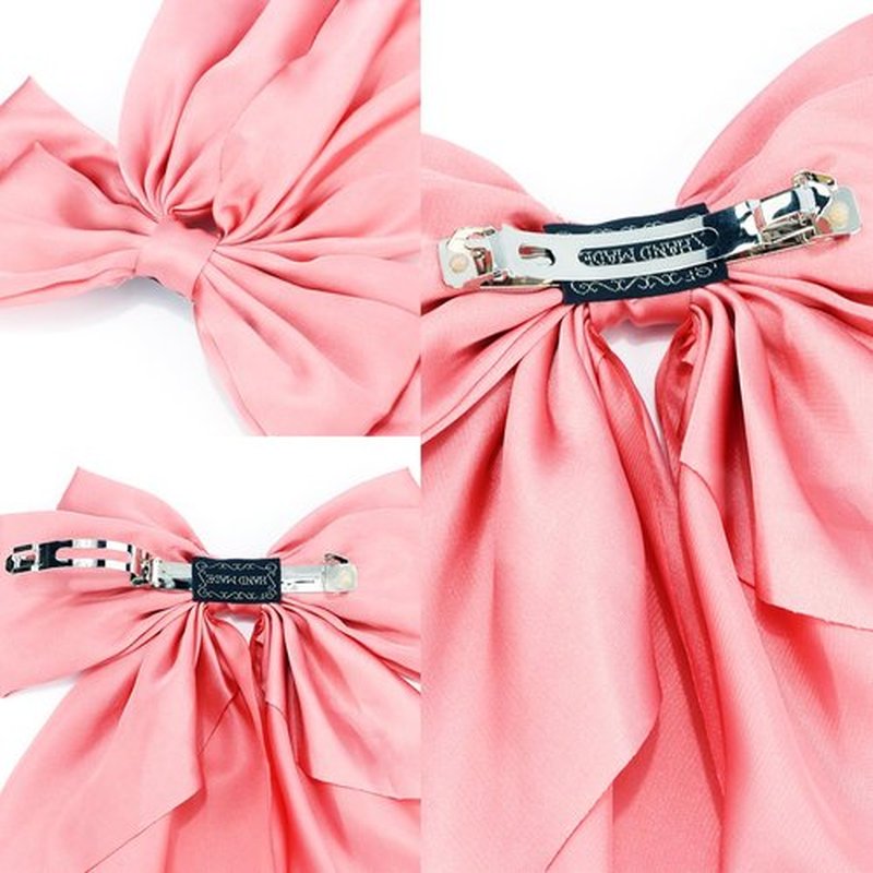 Atoden Hair Bows Silky Satin Bows for Hair Ribbons 4Pcs Coquette Oversized Long Tail Hair Bow Clips Barrettes Big Bowknot Hair Accessories for Women Girl Trendy Stuff Gifts (Pink Red)
