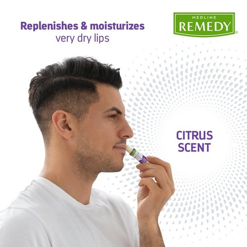 Medline Remedy Clinical Lip Balm, 3 Count, Citrus Scent, Moisturizing, Hydrating, Nourish, Nutrient Rich, Soothing Natural Oils, Revitalize, Comforting, Skin Conditioners, 0.15 oz Stick (Pack of 2)