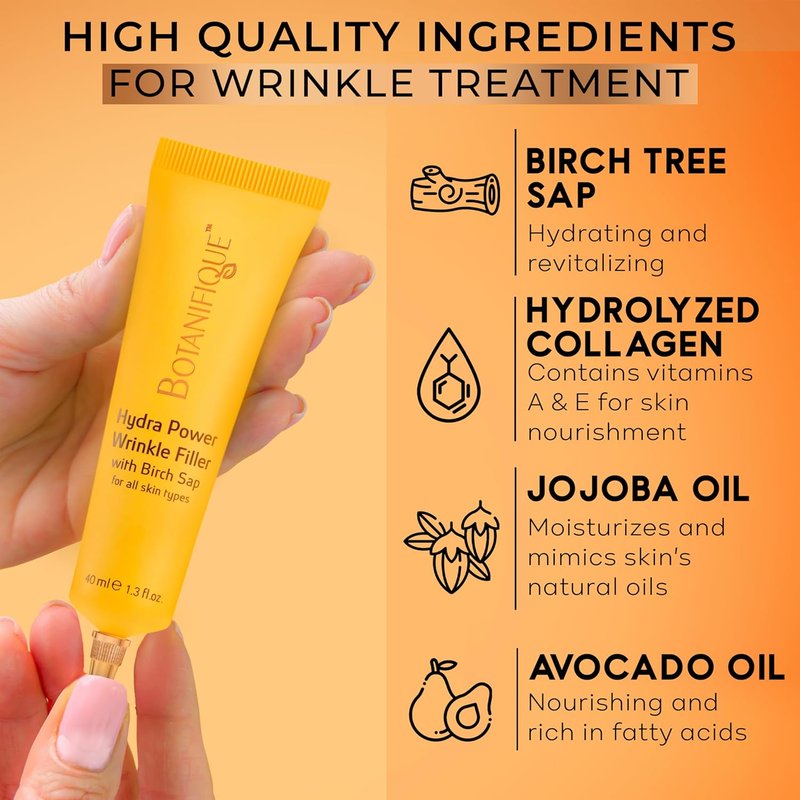Deep Wrinkle Filler Cream - Collagen-Infused with Birch Sap, Jojoba & Avocado | 1.3 fl oz for All Skin Types