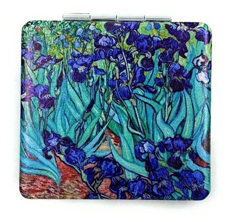 Aeisage Compact Mirror Square Irises Van Gogh Pocket Mirror for Women Small Travel Mirror Magnifying Floral Purse Mirror Compact Unique Gift for Womenn