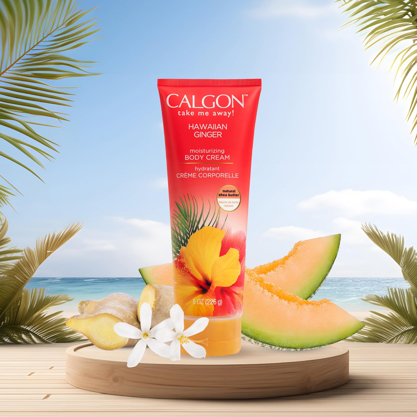 Calgon Hawaiian Ginger Skin Nourishing Body Cream for Women, 8 Ounce