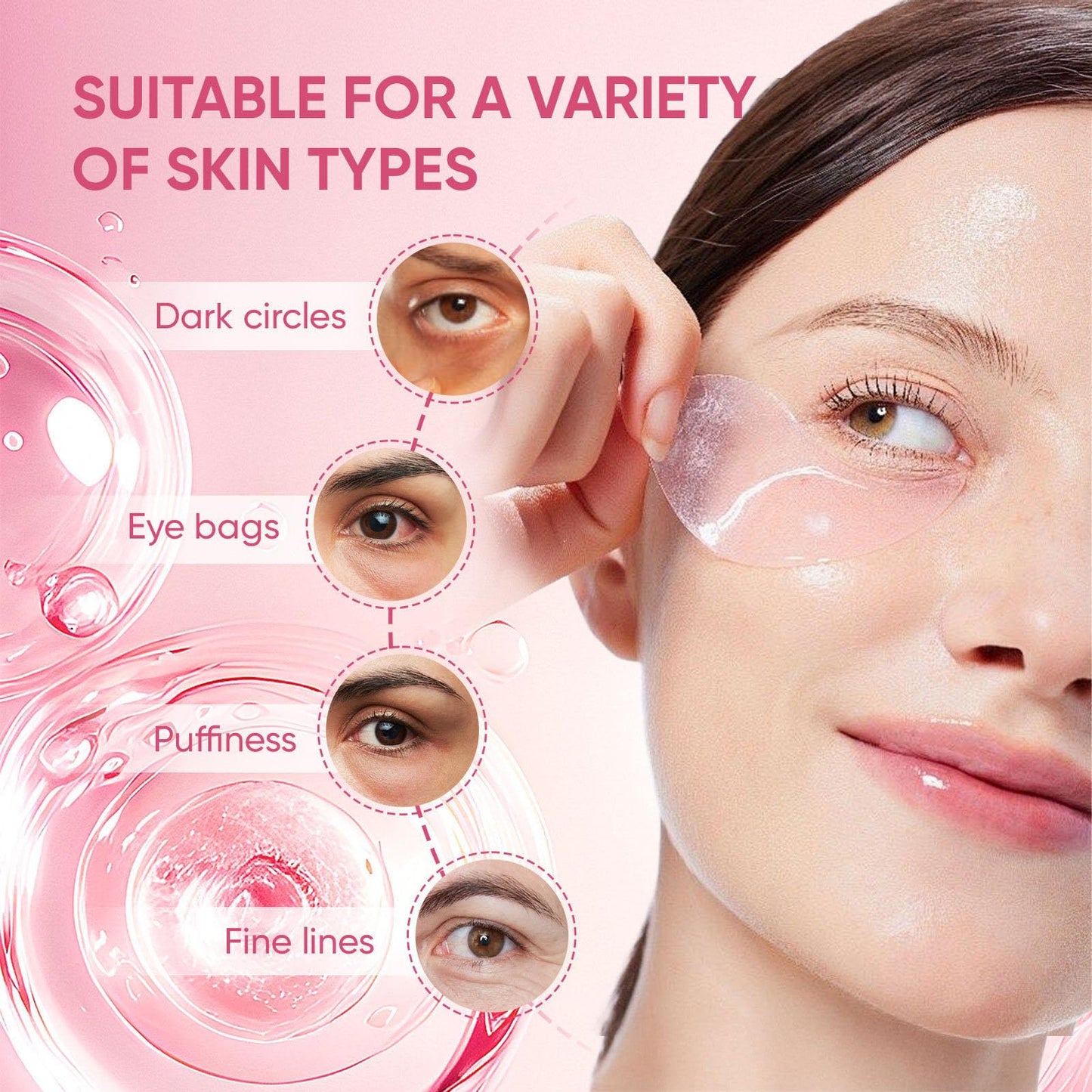 Jfsyb Instalift PDRN Collagen Eye Patches for Dark Circles & Puffiness, Hydrogel Under Eye Masks to Reduce Wrinkles & Undereye Bags for Women (1)