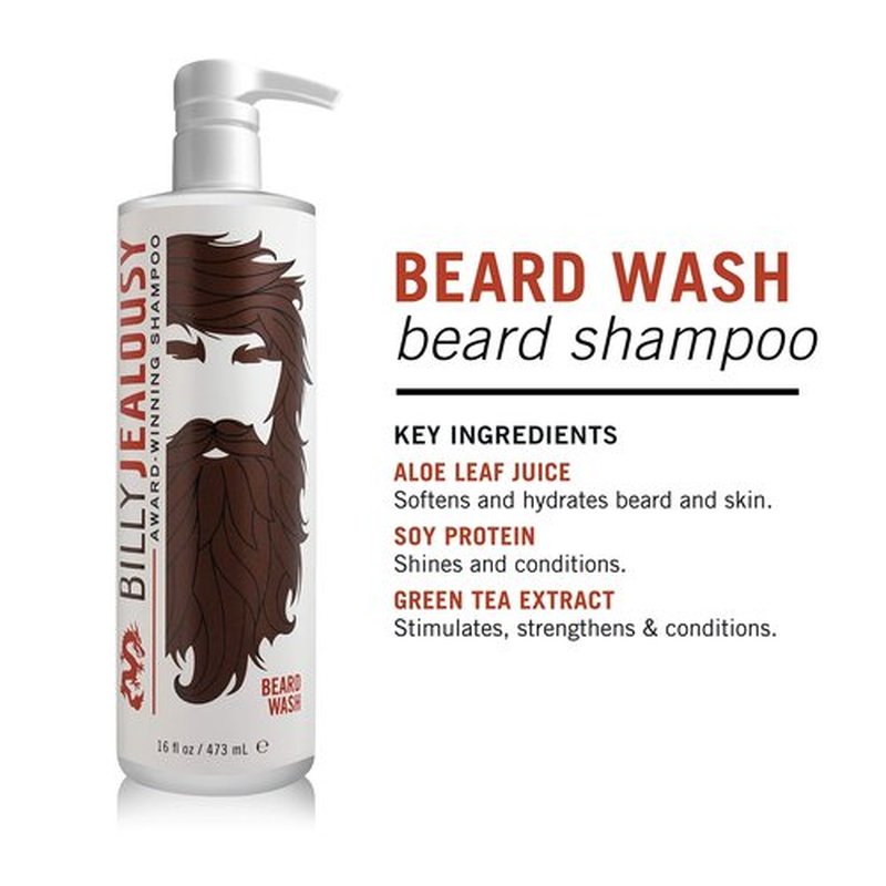 Billy Jealousy Beard Wash for Smooth, Manageable & Frizz-free Beard, Beard Care Enriched with Hydrating Aloe & Strengthening & Conditioning Green Tea Extract, 16 Fl Oz