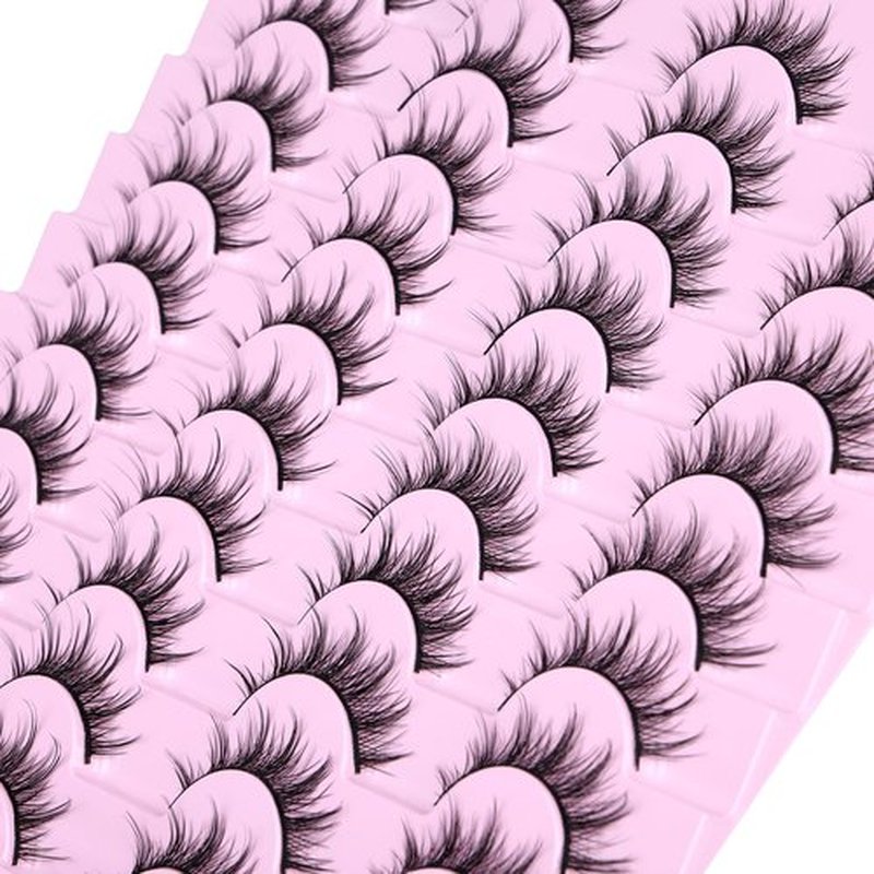 JIMIRE False Manga Eyelashes, 20 Pairs 3D Fluffy Crossed Thin, Spiky Wispy Lashes, Natural Cluster Look, Soft Reusable Fake Lashes, 2 Styles Mixed, Black, Cruelty Free, Vegan