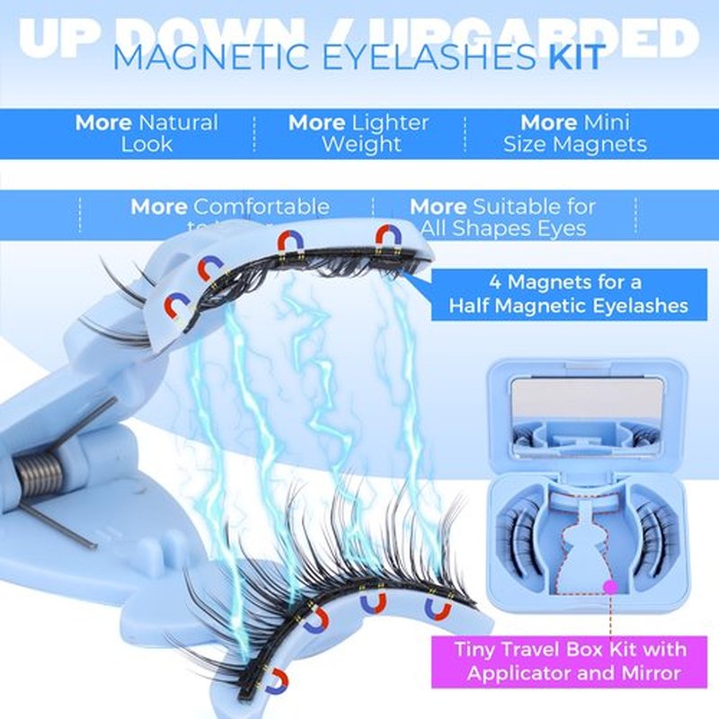 JIMIRE Magnetic Eyelashes with Applicator Upgraded Soft Magnetic Lashes Wispy Magnetic Eyelashes Natural Look Reusable Comfortable Magnetic Lashes with Applicator No Glue No Eyeliner Needed