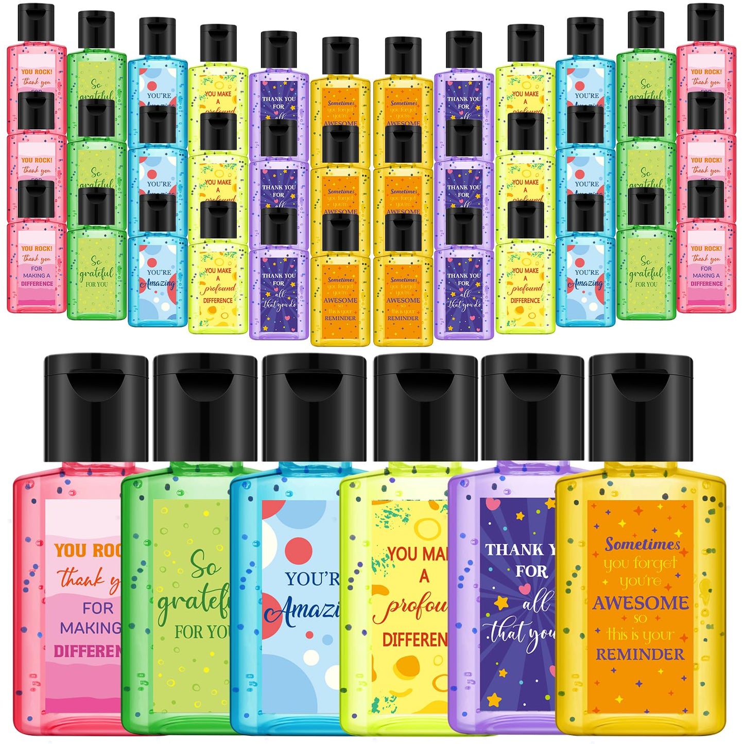 12 Pcs Thank You Mini Hand Sanitizer Bulk Travel Size 1oz Employee Appreciation Gift Team Small Hand Sanitizer Party Favor Difference Maker Gift for Volunteer Office Staff Coworker Teacher (Black)