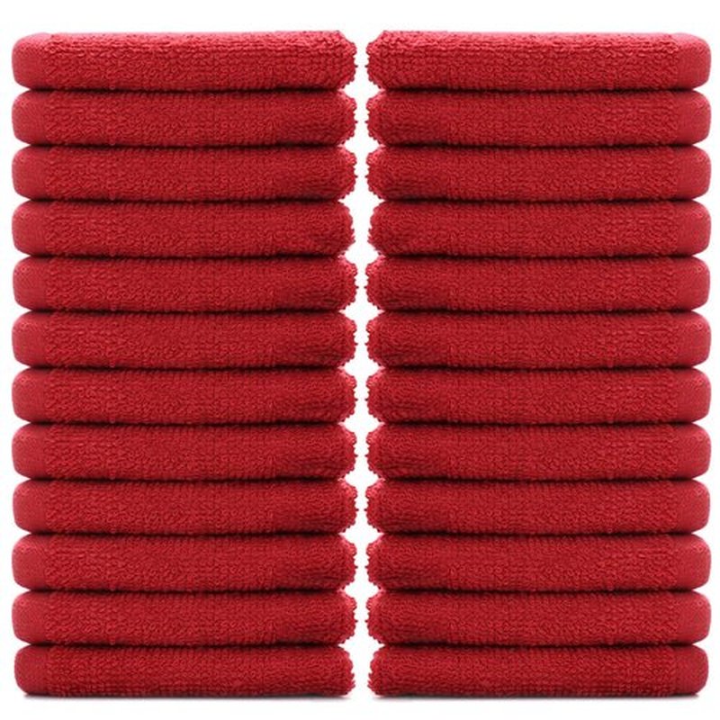 DAN RIVER 100% Cotton Washcloths 24 Pack Premium Quality Face and Body Cloth, Quick Dry Essential Towels for Bathroom, Hand, Kitchen & Cleaning, Baby Washcloths | 12X12 in | 400 GSM | Red