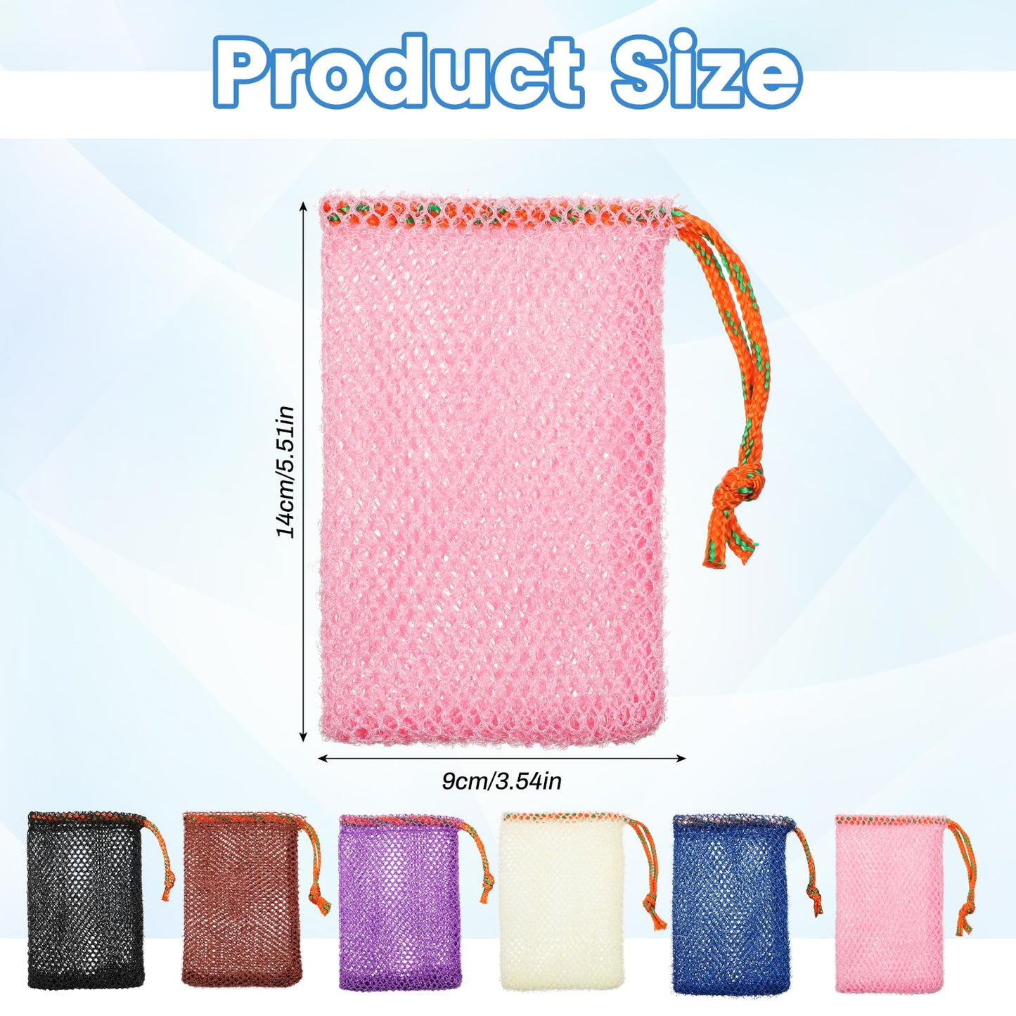 XLIUAX 6 Pack Exfoliating Mesh Soap Bag, Soap Bar Pouch Foaming Bubble Net Bags with Drawstring for Shower Body Facial Cleaning Tool, 5.5x3.5Inch
