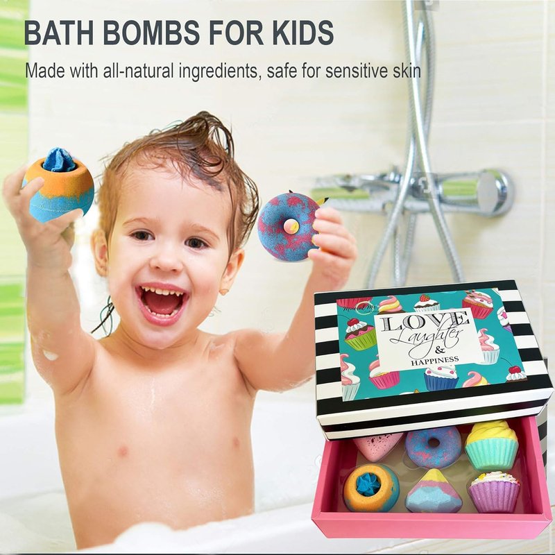 Organic Bath Bombs Gift Set - 6 Natural Aromatherapy Fizzy Bombs | Moisturizing Bubble Bath for Girls Ages 8-12